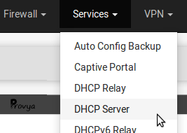 menu Services > DHCP pfSense