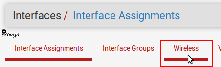 Onglet Wireless pfSense