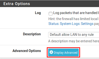 Display Advanced pfSense