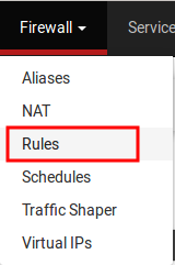menu Firewall > Rules