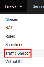 menu pfSense Firewall > Traffic Shaper