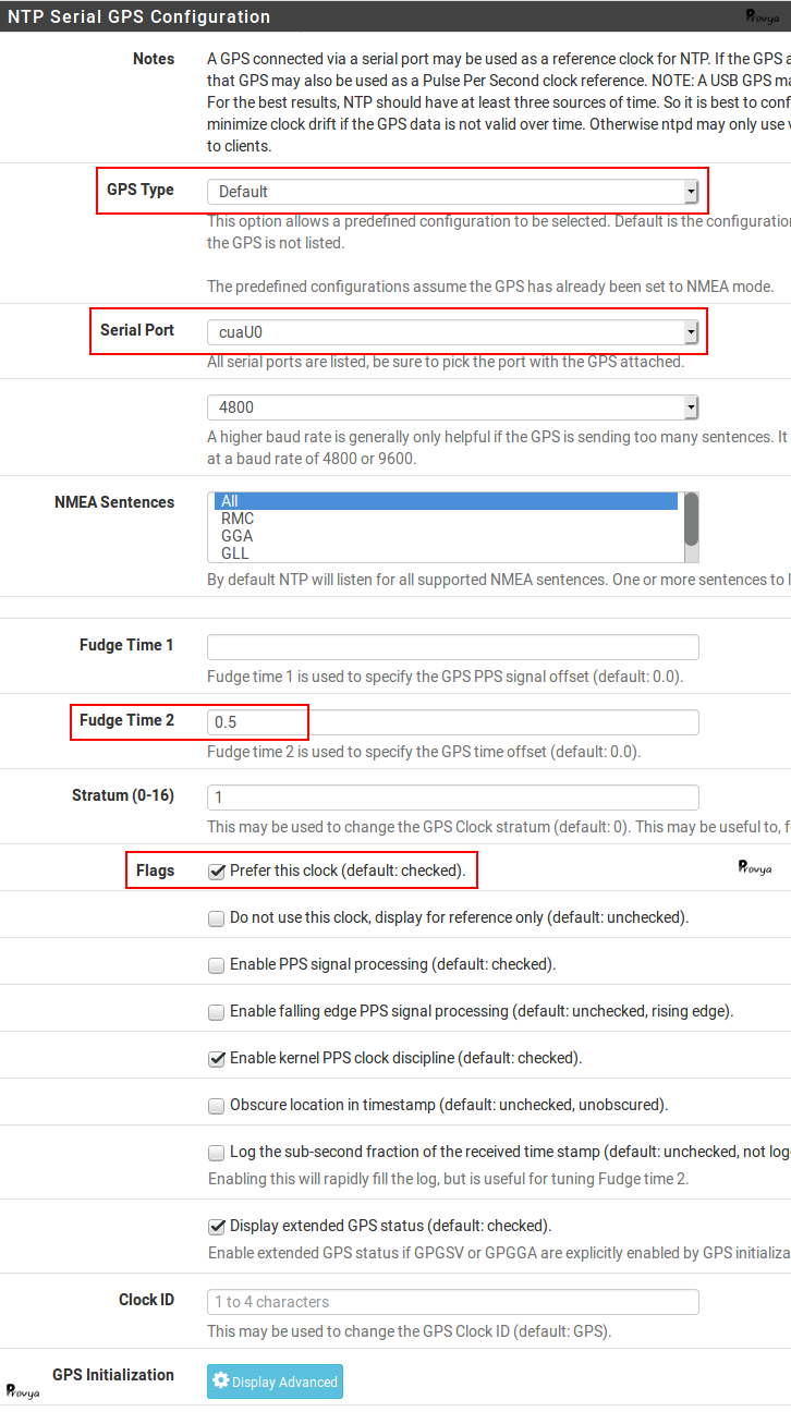 Configuration GPS service NTP pfSense - Provya