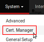 menu Cert. Manager - pfSense - Provya