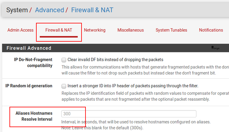 Personnaliser la fréquence de rafraîchissement d'un alias - pfSense - Provya