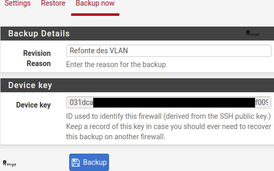 Exemple d'une sauvegarder manuelle via Auto Config Backup - pfSense - Provya