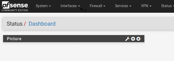 Dashboard vide de pfSense - Provya
