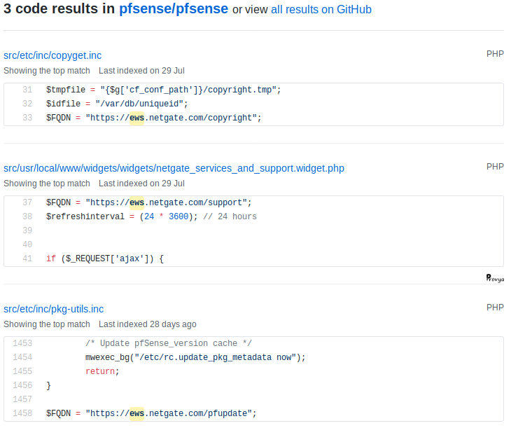 Recherche bug pfSense sous GitHub - Provya