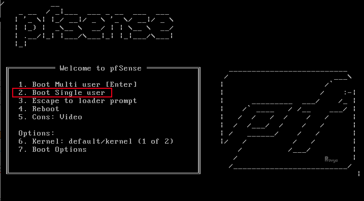 Menu ASCII de pfSense