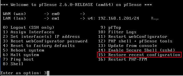Restaurer une ancienne configuration de pfSense
