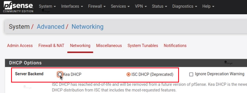 Activer serveur DHCP Kea sur pfSense