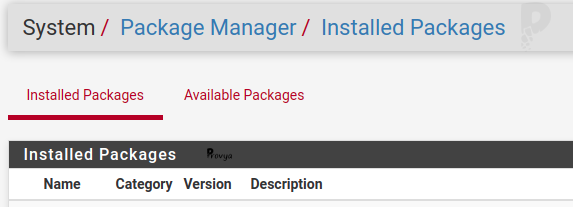 Gestion des packages - pfSense - Provya