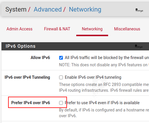 Préférer IPv4 à IPv6 sous pfSense - Provya