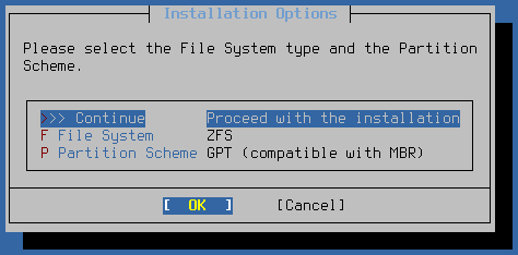 Choix du filesystem pfSense