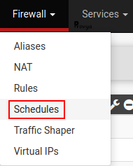 menu Firewall > Schedules - pfSense - Provya