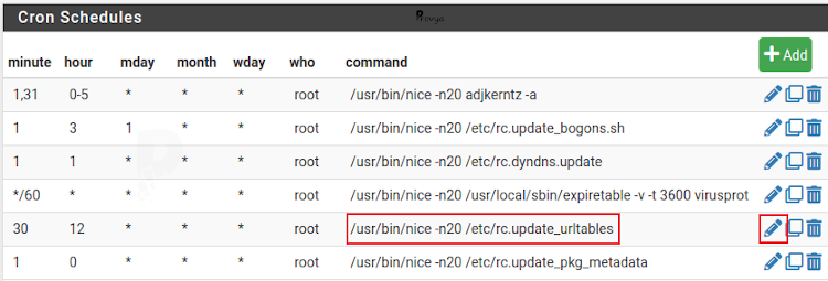 Modifier un cron - pfSense - Provya