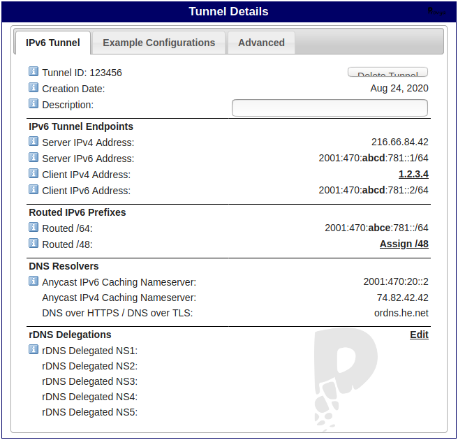 TunnelBroker - information de configuration pour pfSense - Provya