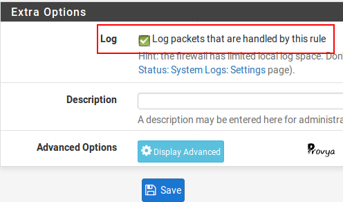 log packets firewall pfSense
